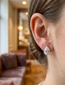Boucles d'oreilles vintage en diamant poire, diamants de laboratoire de qualité supérieure couleur D, 3 carats, clarté VS - Product Image 2
