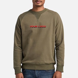 เสื้อสเวตเชิ้ตผู้ชายสีเขียวมะกอก คอกลม ผ้าฟลีซ ทรงปกติ สวมใส่สบาย พิมพ์ลายโลโก้ด้านหน้าด้วยเทคนิค Heat-Transfer ซับใน ป้องกันการหดตัว - Product Image 2