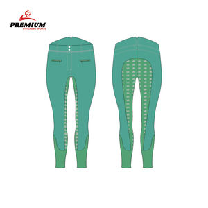 Culottes d'équitation intégrales pour femmes, leggings équestres noirs en polyester et élasthanne, coutures plates, impression silicone - Product Image 3