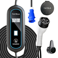 Pengisi Daya Mobil Listrik TAYSLA Phantom 7KW 32AA Tipe 2 EV Charger CEE Plug 80V-260V 5M Penggunaan Seluruh Dunia Pengiriman Dari Brasil