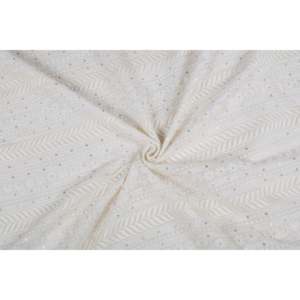 Tissu en Georgette Brodé de Paillettes pour Motif Floral Teignable Blanc Cassé, Largeur 44 Pouces, Travail au Fil Doré - Product Image 4