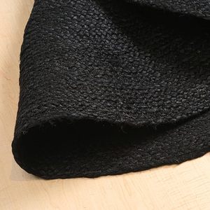 Alfombra Redonda de Yute Hecha a Mano con Fibra Natural, Alfombra Redonda de Tamaño Personalizado, Color Negro - Product Image 4