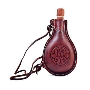 Botella de Agua Medieval de Cuero Vacuno Genuino, Botella de Cuero en Forma de Lágrima, Frasco de Agua Renacentista en Forma de Lágrima de Pakistán - Product Image 1