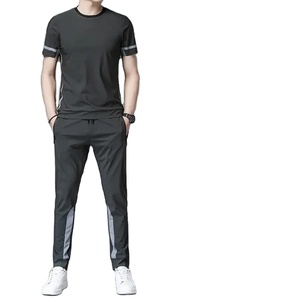 Chándal Ropa deportiva Pantalones Conjuntos Gris Ropa de hombre Jogging Camiseta Hombre Sin logotipo Trajes deportivos Moda Top Verano Regular Fit Slim - Product Image 4