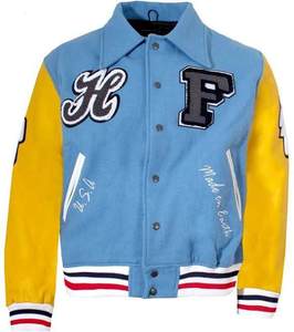 Chaqueta de béisbol estilo universitario de algodón de gran tamaño capucha de piel estampado de invierno de talla grande Reversible Letterman Sailor Look tela de cuero - Product Image 4