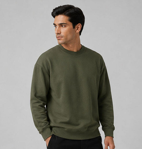 Sweat-shirt à col rond pour homme, doublure en polaire douce, hiver, uni, athlétique, coupe-vent, éco-responsable - Product Image 2