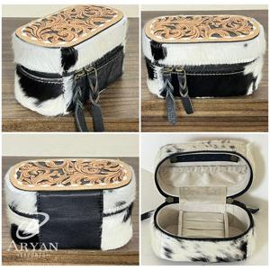 Custom Mini Zipper Hand Tooled Leather Travel Case Portable Ring Earring Necklace Jewellery Small Storage Organizer Jewelry Box - Product Image 1