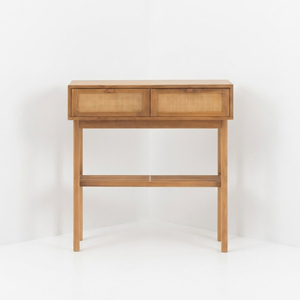 Teak Console <b>Table</b> with <b>Rattan</b> Drawers Solid Wood Entryway Storage Furniture for Hotel Villa Restaurant and Commercial Projects - Product Image 3