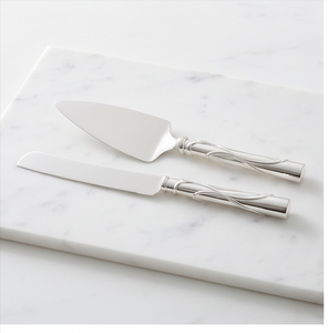 Antique Silver <b>Cake</b> <b>Servers</b> With Classic Design Hand Curved Metal Spatula Knife Wedding Ceremonies Serving Tools Set - Product Image 1