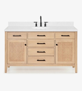 Meuble de salle de bain OEM Chloe 60 pouces, vasque simple, en chêne blanc, directement de l'usine au Vietnam - Product Image 1