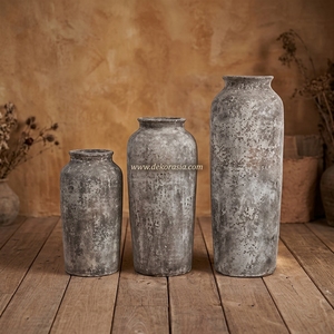 Vase de sol en céramique rustique Vinculo L, grand format, fait main, extra haut, gris vieilli, décoratif, design personnalisable, vente en gros - Product Image 2
