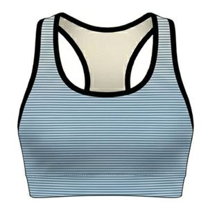 Soutien-gorge de sport dos nageur rayé pour femme, col rond, maintien moyen, respirant, en Spandex et Polyester, haut de yoga, conception sans couture - Product Image 1