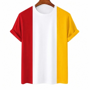Men's Short Sleeve O-Neck Solid <b>Red</b> White Yellow Polyester Sublimation Printed Knitted Regular Fit Casual Lightweight T-<b>Shirt</b> - Product Image 1
