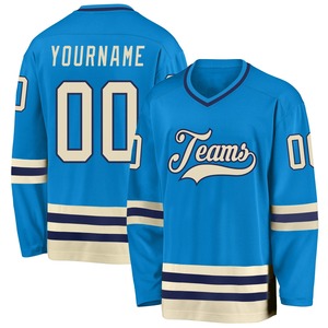 Custom Blue Cream Navy Hockey Jersey Sublimation Breathable Team Uniform Stitched Training Sportswear Men Youth Adult New Top - Product Image 1