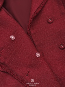 Blazer Rojo de Doble Botonadura para Mujer, Manga Corta, Cuello de Solapa, Lana y Poliéster Antiestático, con Botones, para Oficina y Negocios, ODM OEM - Product Image 4