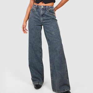 Pantalones Holgados de Mujer 100% Algodón Transpirable, Diseño Elegante de Alta Calidad, Pantalones Bordados Personalizables, Pantalones Vaqueros Extra Grandes - Product Image 4