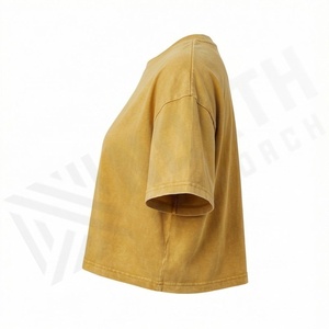 Camisetas Cortas Vintage con Lavado Ácido para Mujer, Novedad, a la Moda, para Deportes, Yoga, Entrenamiento, Camisetas Oversize con Diseño de Agujeros Bordados para Gimnasio - Product Image 3