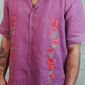 Camisa Casual de Verano para Hombre, Transpirable, de Algodón y Lino, con Bordado, Manga Corta, Estilo Holgado, con Cuello de Botones, Teñida - Product Image 5