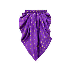 Ensemble 3 pièces élégant en lin imprimé pour femme avec haut orné violet et pantalon Dhoti – Tenue ethnique traditionnelle pour fêtes estivales - Product Image 4