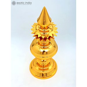 Gopura Ritual Kalasam de latón chapado en oro de 16 pulgadas para templo y decoración del hogar Gopura Kalasam con tallas intrincadas hechas en la India - Product Image 2
