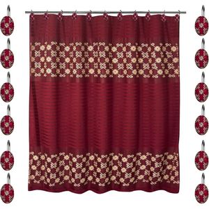 Elegante Set Tenda Doccia 12 Pezzi con Decorazioni Contemporanee Bordeaux, 12 Anelli per Tenda Doccia, Accessorio per la Casa - Product Image 1