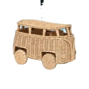 Nueva cesta creativa artesanos ratán niños Camper Van lindo tejido mimbre ratán Camper Van coche modelo regalos de Navidad para niños - Product Image 1