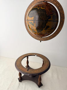 Globe terrestre rustique vintage avec carte antique, sur pied en bois, décoration historique de voyage pour bureau, bibliothèque, maison - Product Image 4