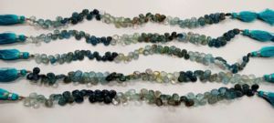 Perles bleues en forme de cœur en aquamarine, vendues par brin de 9 pouces de long - Product Image 5