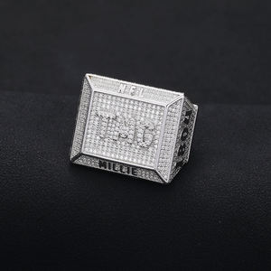 Pyramid <b>Cocktail</b> <b>Ring</b> Men's 925 Silver Rhodium Plated Micro Pave Crystal Rhinestone Hip Hop Everyday Wear - Product Image 3