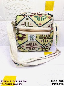 HIMALAYAN HEMP <b>Canvas</b> Cross Body Bag Heart Pattern Zipper Closure Casual Daily Use 19x6.5x19cm Eco-Friendly - Product Image 2