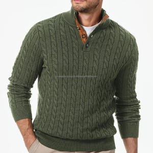 Suéteres para Hombre, Mezcla de Lana y Cachemira, Gruesos, con Parches, Logotipo Frontal, Elegante Cárdigan Largo - Product Image 3