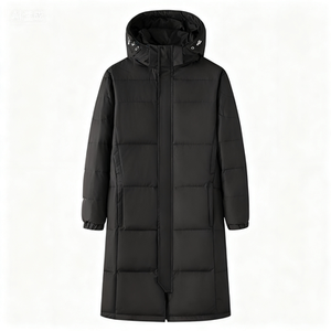 Long Quilted <b>Winter</b> Jacket With Fur Trim Hood Full Sleeves Zipper Closure Solid Color Polyester Shell <b>Thick</b> Warm <b>Coat</b> - Product Image 4
