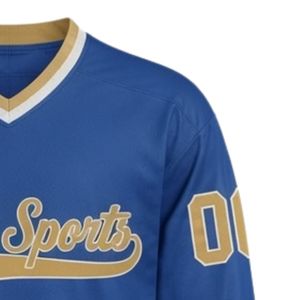 Camiseta Deportiva de Hockey sobre Hielo Sublimada Azul Rey para Hombre, Cuello en V, Rayas, Poliéster, Uniforme Deportivo para Equipo, Ropa para Partidos - Product Image 4