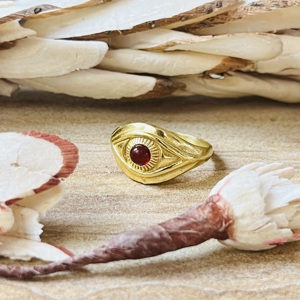 Hot Selling Evil Eye Design Garnet <b>Ring</b> 18k gold Plated Brass Vintage <b>Ring</b> Dainty Handmade <b>Statement</b> Wholesale <b>Ring</b> For Women - Product Image 5