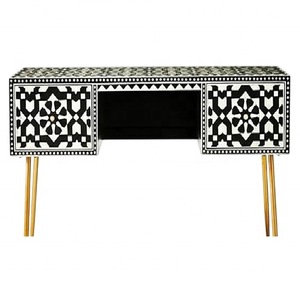 Table en os incrusté de la marque ILAHI, design moderne, détails en agate, rangement, meuble portable pour la maison - Product Image 1