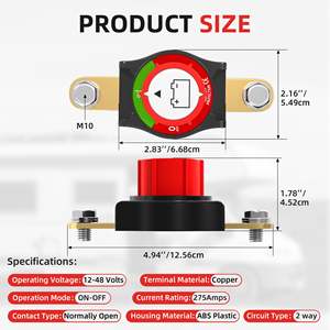 Interruptor de desconexión principal de batería de poste lateral 275A 12-48VDC para vehículos marinos, RV, coches y barcos - Product Image 4