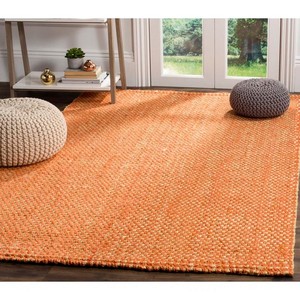 Tapis rectangulaire moderne en jute tressé orange à motif géométrique, tissage plat, écologique, pour la maison et les pique-niques, nettoyage à sec, poils fins - Product Image 6