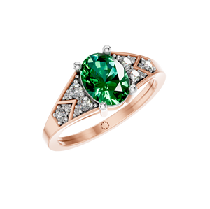 Anillo de oro macizo de 14K con diamante de corte ovalado de piedra preciosa Esmeralda clásicamente elegante para aniversario de bodas o fiesta con certificación IGI - Product Image 6