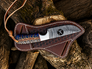 Cuchillo vaquero de acero de Damasco hecho a mano con funda de cuero cruzada, el mejor regalo para hombre, regalo de Año Nuevo, regalo para él. - Product Image 5