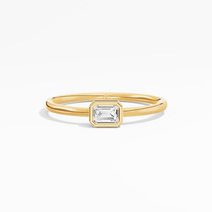 Bague de fiançailles solitaire classique en moissanite taille émeraude 0,16 carat en argent sterling 925 plaqué rhodium pour les acheteurs en gros - Product Image 1