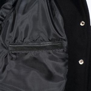 Chaqueta Bomber Negra para Hombre, Cuello Alto, Informal, de Forro Polar de Poliéster, Transpirable, Estilo Urbano, Corte Regular, Ropa de Invierno - Product Image 6