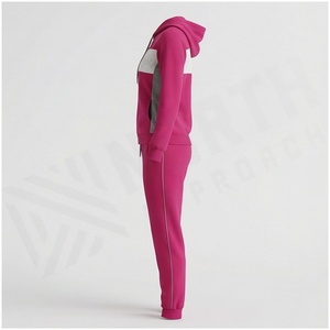 Women Hooded Tracksuit Set Color Blocking <b>Full</b> <b>Zip</b> <b>Sweatshirt</b> & Pants Casual Autumn Wear Breathable Polyester Midweight Regular - Product Image 3