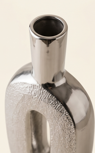 Vase à fleurs moderne en métal argenté, centre de table ovale creux de luxe, récipient décoratif pour la maison, l'hôtel, vente en gros - Product Image 4