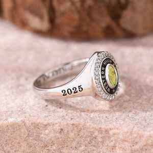 Anillo de Graduación Universitario Personalizado BOJ School Ring 067, Anillo de Colegio Secundario para Ella, con Piedra de Nacimiento, Plata 925, ¡Oferta! - Product Image 2