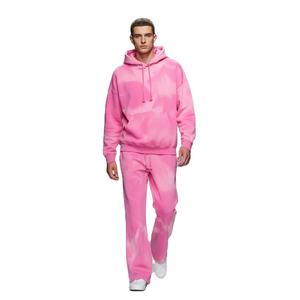 ชุดวอร์มผู้ชายแบบมีฮู้ด สไตล์ลำลอง ผ้าฟลีซคอตตอน 100% ทรงหลวม สไตล์กางเกงขายาว ลวดลายฟอกสีแบบย้อมกรด - Product Image 3