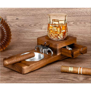 Cendrier à cigares minimaliste en bois massif, finition noyer, support de cendres de bureau robuste, plateau carré pour fumeurs, idéal pour patio et cadeaux d'affaires - Product Image 3