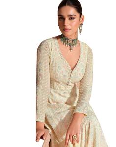 ชิกันคาริเดรสแต่งงานผ้าจอร์เจียปักลายดอกไม้ดูเปตต์แบบทอลายดอกไม้แบบธรรมชาติ - Product Image 1