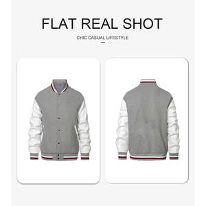 เสื้อแจ็คเก็ตวาร์ซิตี้มีฮู้ดสำหรับผู้ชาย แฟชั่นใหม่ สไตล์ยูนิเซ็กส์  ตกแต่งด้วยหนังด้านหน้าแบบสั่งทำพิเศษ เหมาะสำหรับใส่ลำลอง - Product Image 4