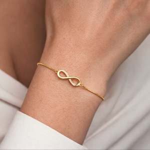 18K Gold Plated Stainless Steel <b>Infinity</b> Charm <b>Bracelet</b> for Women - Product Image 1