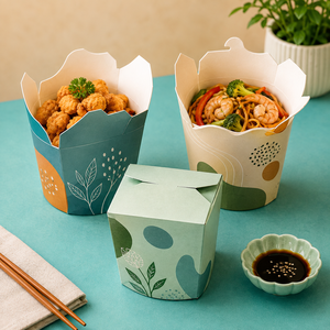 Boîte à nouilles chinoises en papier kraft biodégradable et écologique personnalisée pour restaurant, emballage alimentaire à emporter - Product Image 4